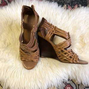 TORY BURCH TEVRAY HUARACHE WEDGE SANDALS